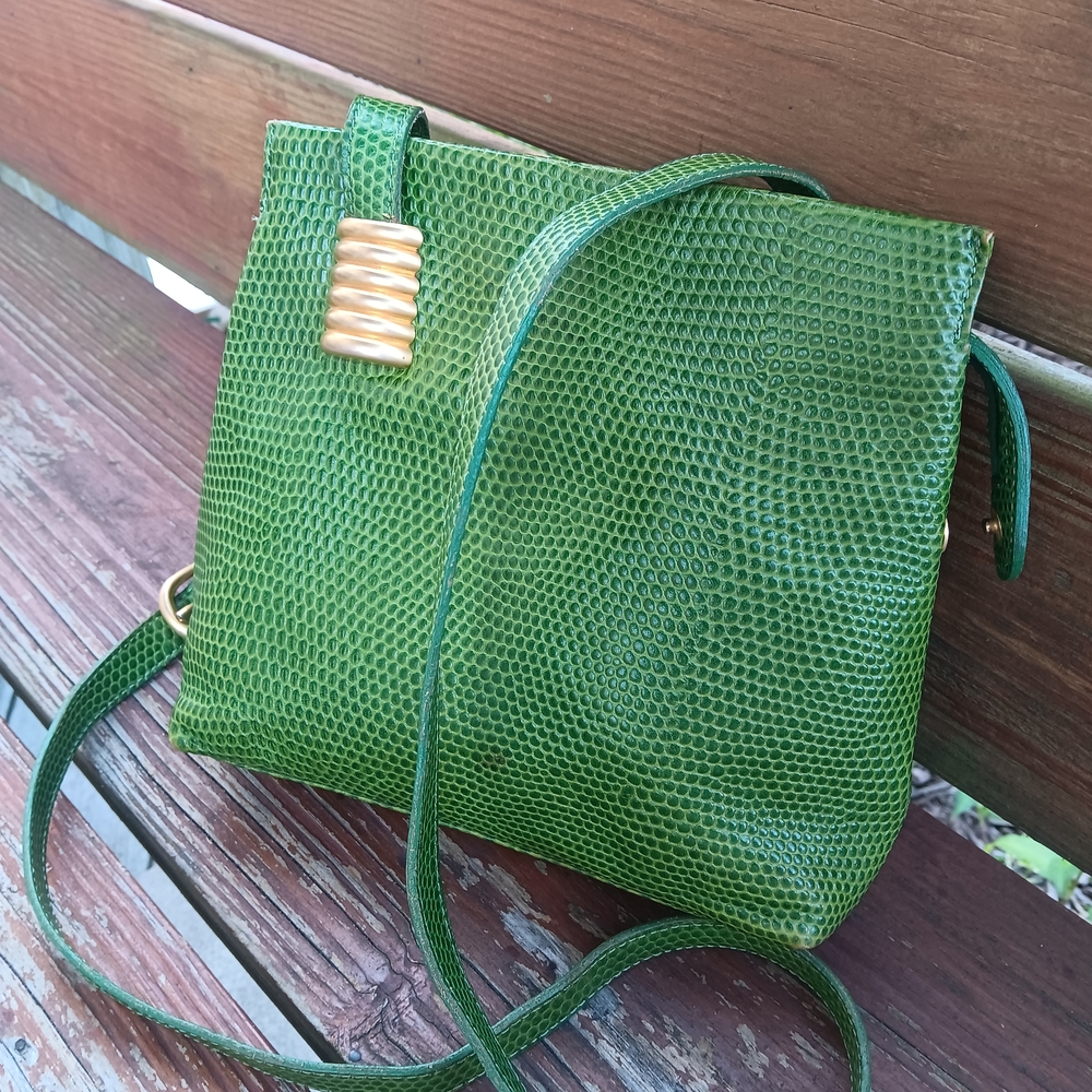 Perry Ellis Green Textured Crossbody Bag